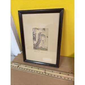 Signed Antique Tinted Color Photograph: Dorothy Perkins Floral Fashion Framed